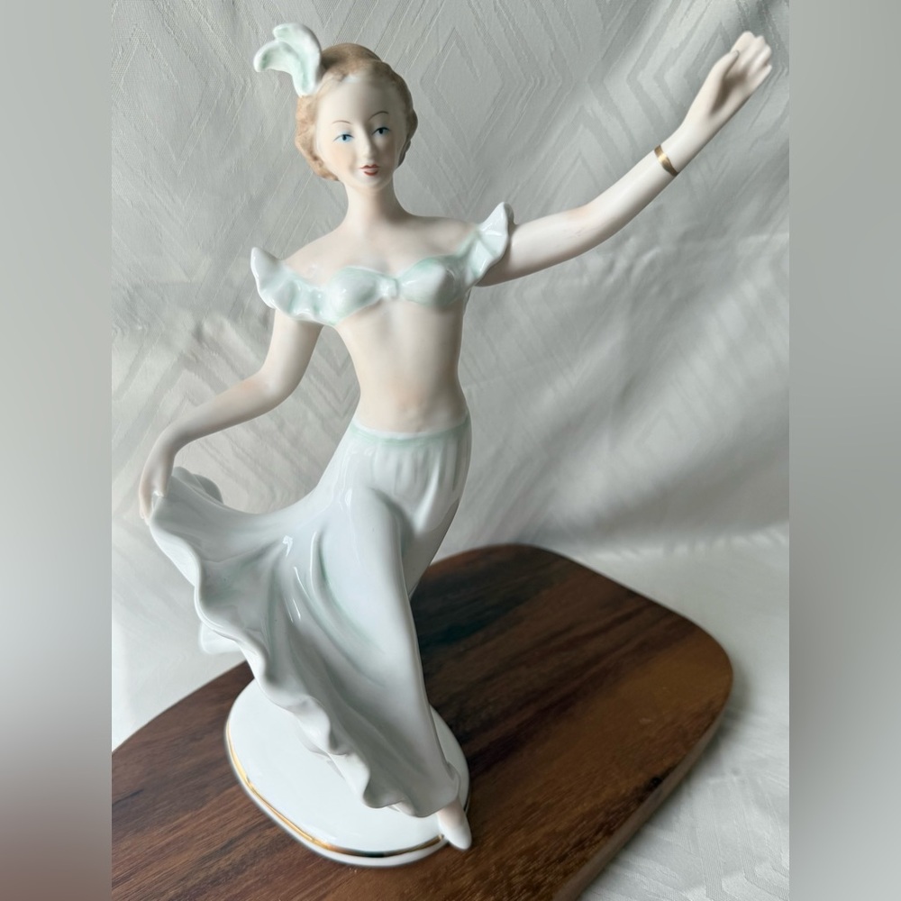 Large Limoges Porcelain Dancer Figurine with Gold Marking Vintage